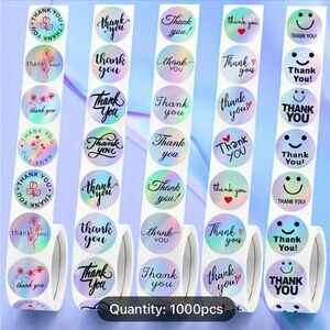 Thank You Stickers 5 Rolls, 1000 Stickers